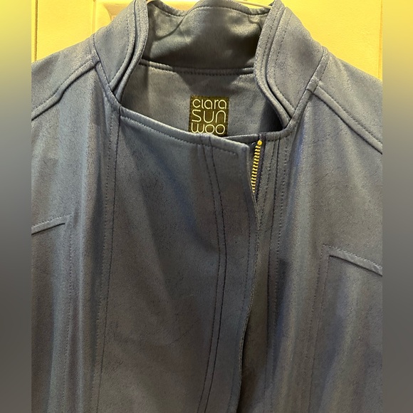 CLARA SUN WOO LIQUID LEATHER™ SIGNATURE JACKET - NAVY XS - Picture 4 of 6